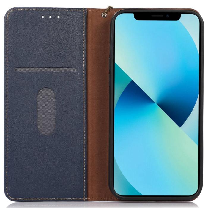 Bild 2, KHAZNEH KHAZNEH iPhone 15 Fodral RFID Flip Äkta Läder Blå - Teknikhallen.se