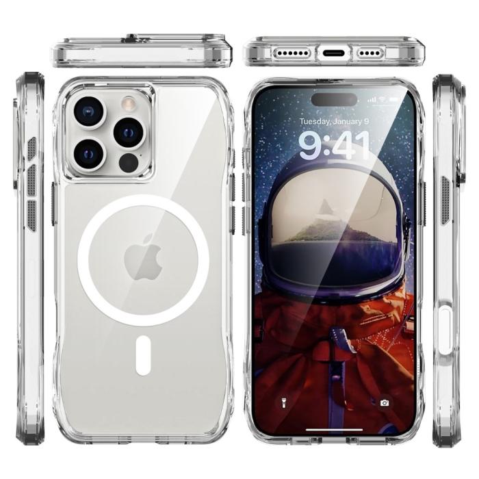 Bild 3,  iPhone 16 Pro Skal MagSafe Shockproof Hybrid Transparent - Teknikhallen.se