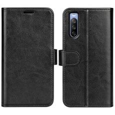  Sony Xperia 10 IV Fodral Crazy Horse L&auml;der Svart - Teknikhallen.se