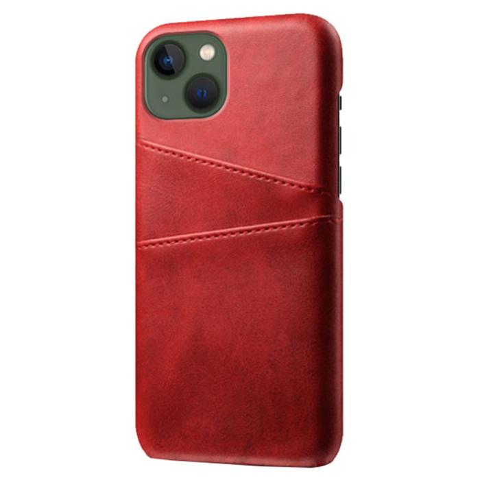 Bild 2,  iPhone 15 Plus Skal Läder Med 2 Kortfack Röd - Teknikhallen.se