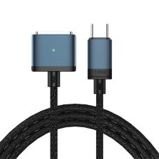  2m 140W USB-C - MagSafe 3 Magnetisk Nylon Kabel Bl&aring; - Teknikhallen.se