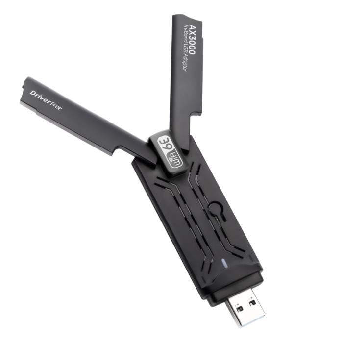 Bild 2,  Wi-Fi Receiver USB 3.0 AX-3000 WiFi6 Nätverkskort Svart - Teknikhallen.se