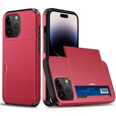 iPhone 14 Pro Max Skal Med Kortfack R&ouml;d - Teknikhallen.se