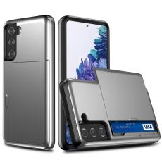  Samsung Galaxy S21 - Hybrid Skal Med Kortfack - Gr&aring; - Teknikhallen.se