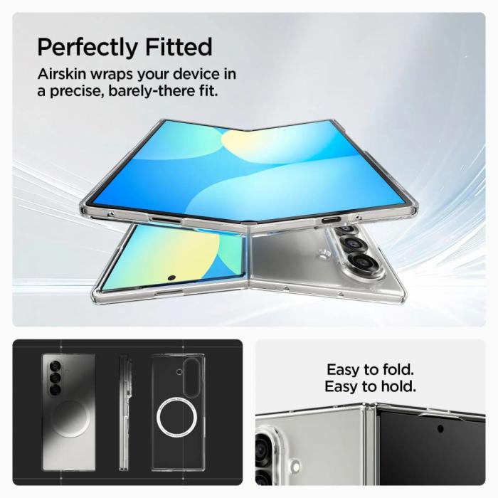 Bild 6, Spigen Spigen Samsung Galaxy Z Fold 7 Skal MagSafe AirSkin Crystal Clear - Teknikhallen.se