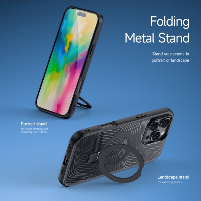 Bild 4, DUX DUCIS DUX DUCIS iPhone 16 Pro Skal MagSafe Aimo Series Kickstand Svart - Teknikhallen.se