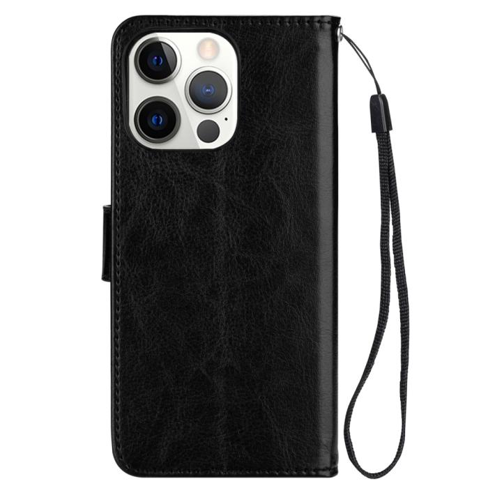Bild 4,  iPhone 13 Pro Max Fodral Crazy Horse Läder Svart - Teknikhallen.se