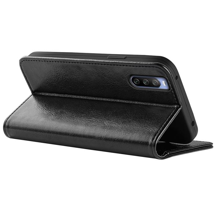 Bild 5,  Sony Xperia 10 IV Fodral Crazy Horse Läder Svart - Teknikhallen.se