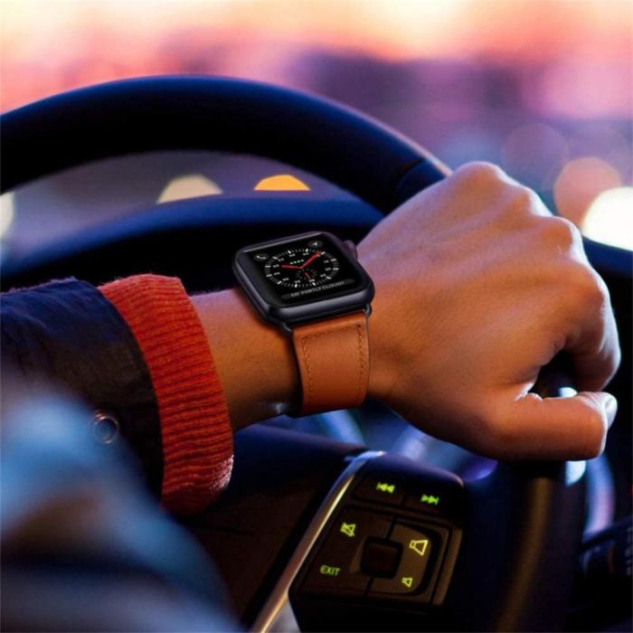 Bild 3, Tech-Protect Tech-Protect Äkta Läder Armband Apple Watch 42/44/45/46/49 mm Brun - Teknikhallen.se