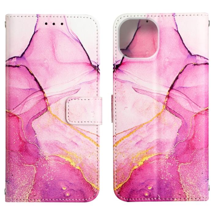 Bild 2,  iPhone 14 Fodral Marmor Rosa/Lila/Guld - Teknikhallen.se