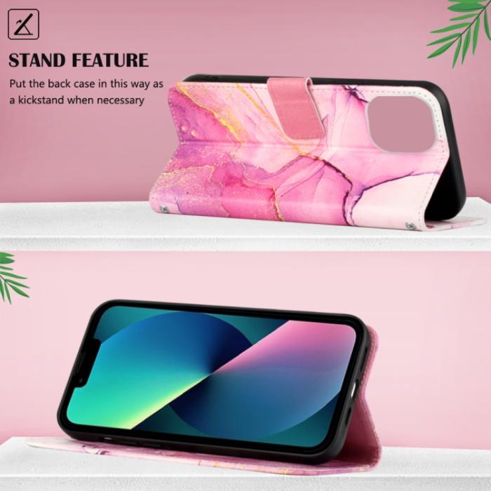 Bild 3,  iPhone 14 Fodral Marmor Rosa/Lila/Guld - Teknikhallen.se