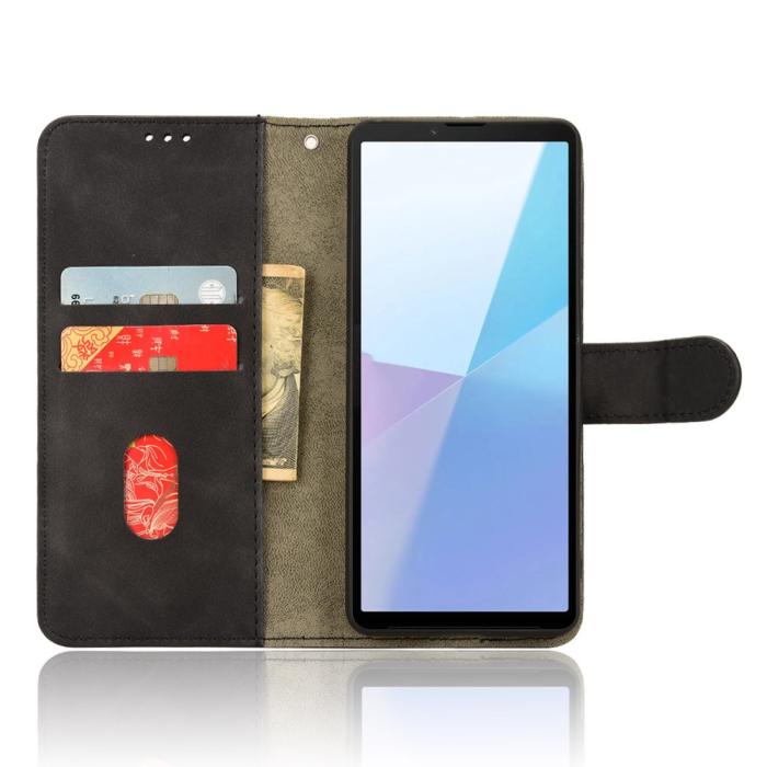 Bild 2,  Sony Xperia 10 VI Fodral Skin Touch Läder Fodral Svart - Teknikhallen.se