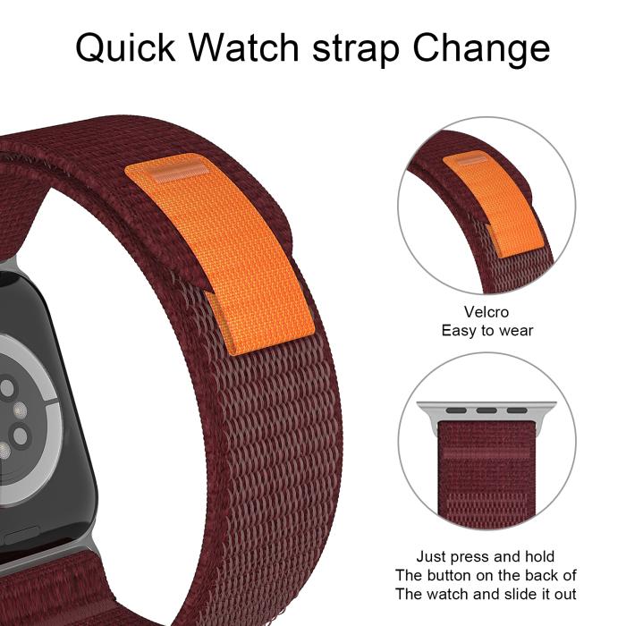 Bild 5, ColorPop Apple Watch 38/40/41/42 mm Armband Nylon Trail Loop Vinröd - Teknikhallen.se
