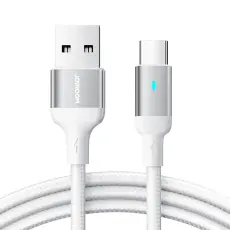 JOYROOM Joyroom 1.2m 3A USB-C Nylon Laddningskabel Vit - Teknikhallen.se