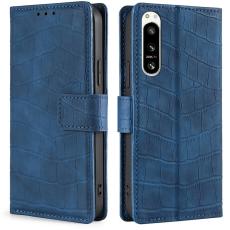  Sony Xperia 5 IV Fodral Krokodil Textur Bl&aring; - Teknikhallen.se