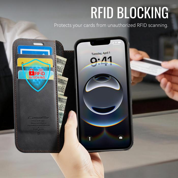 Bild 4, CASEME CASEME iPhone 16e/17e Skal RFID Plånbok Svart - Teknikhallen.se