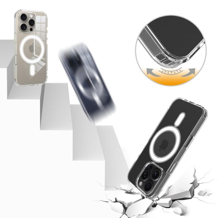 Bild 6,  iPhone 16 Pro Max Skal Akryl/TPU MagSafe Transparent - Teknikhallen.se