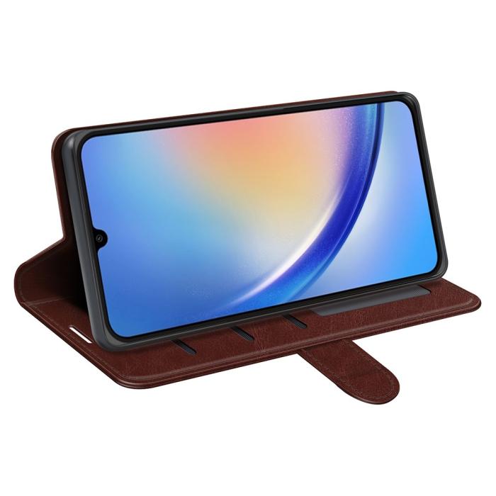 Bild 3,  Samsung Galaxy A35 5G Fodral Crazy Horse Läder Brun - Teknikhallen.se