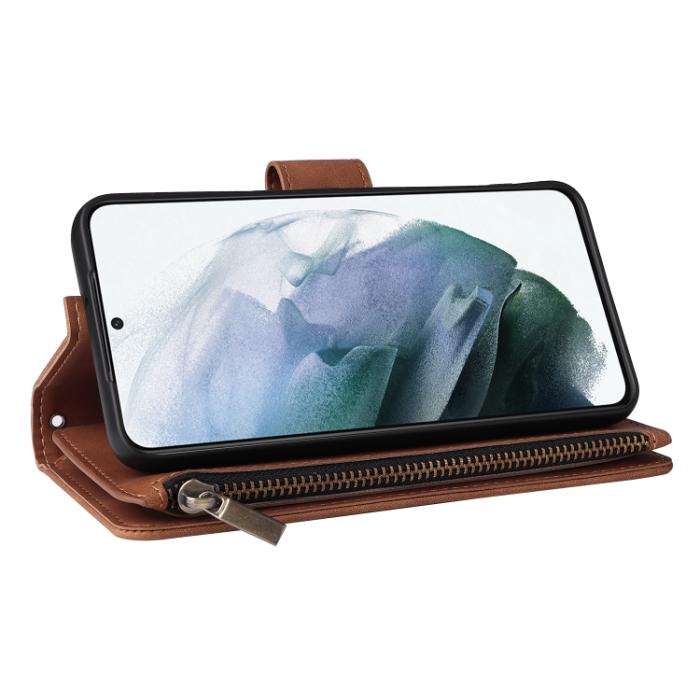 Bild 6,  Samsung Galaxy S22 Fodral Multifunktionell Läder Brun - Teknikhallen.se