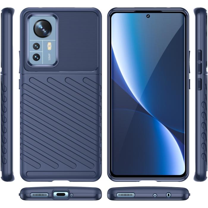Bild 2,  Xiaomi 12 Pro Skal Twill Textur Blå - Teknikhallen.se