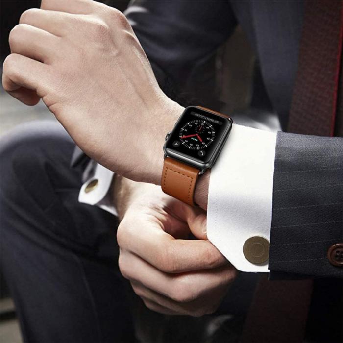 Bild 4, Tech-Protect Tech-Protect Äkta Läder Armband Apple Watch 42/44/45/46/49 mm Brun - Teknikhallen.se