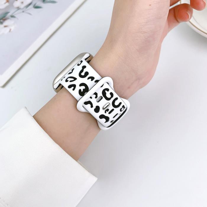 Bild 4,  Apple Watch 38/40/41/42 Klockarmband Leopard Vit/Svart - Teknikhallen.se