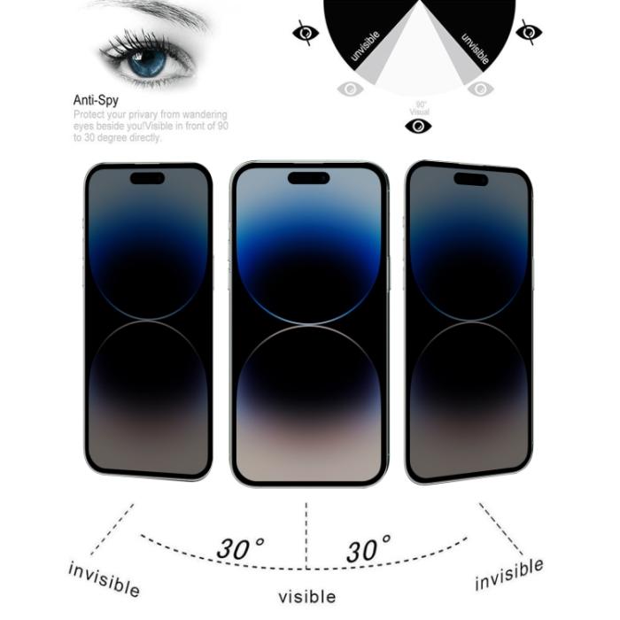 Bild 5,  iPhone 14 Pro Skärmskydd Härdat Glas Privacy - Teknikhallen.se