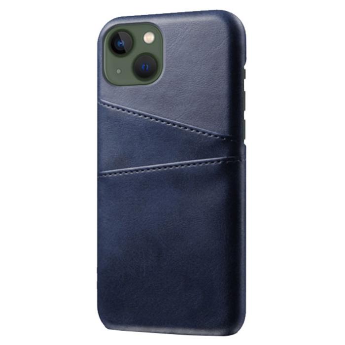 Bild 2,  iPhone 15 Plus Skal Läder Med 2 Kortfack Blå - Teknikhallen.se
