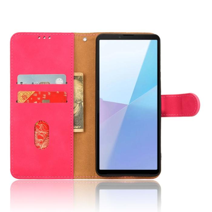 Bild 2,  Sony Xperia 10 VI Fodral Skin Touch Läder Fodral Rosa - Teknikhallen.se