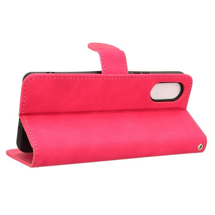 Bild 3,  Sony Xperia 10 VI Fodral Skin Touch Läder Fodral Rosa - Teknikhallen.se