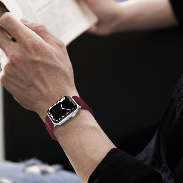 Bild 6, ColorPop Apple Watch 38/40/41/42 mm Armband Nylon Trail Loop Vinröd - Teknikhallen.se