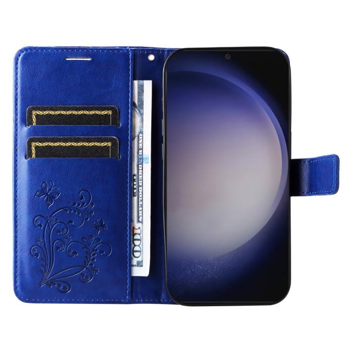 Bild 2,  Samsung Galaxy S24 Fodral Fjäril Tryck Blå - Teknikhallen.se