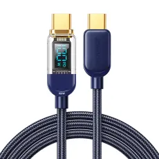 JOYROOM Joyroom 1.2m 100W PD USB-C / USB-C Nylonkabel Bl&aring; - Teknikhallen.se
