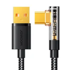 JOYROOM Joyroom 1.2m 3A USB-C Elbow Laddningskabel Svart - Teknikhallen.se