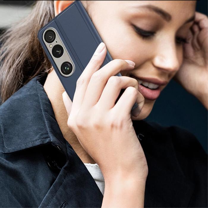 Bild 6,  Sony Xperia 1 VII Fodral Flip Läder Blå - Teknikhallen.se