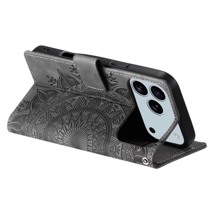 Bild 4,  iPhone 17 Pro Max Fodral Mandala Läder Grå - Teknikhallen.se