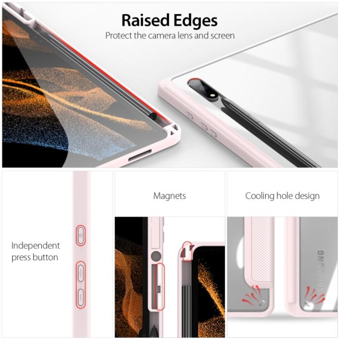 Bild 3, DUX DUCIS DUX DUCIS Galaxy Tab S8 Ultra Fodral TOBY Tri-Fold Rosa - Teknikhallen.se