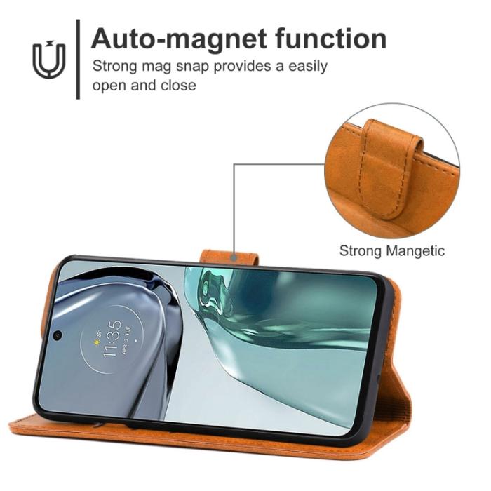 Bild 4,  Motorola Moto G62 5G Fodral Solid Läder Brun - Teknikhallen.se