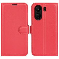  Xiaomi Redmi 13C 4G Fodral Litchi L&auml;der R&ouml;d - Teknikhallen.se