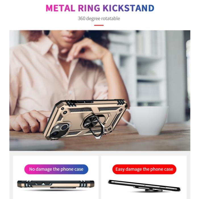 Bild 3,  iPhone 14 Plus Skal Shockproof Ring Guld - Teknikhallen.se