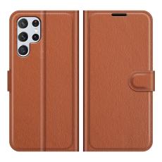  Samsung Galaxy S22 Ultra Fodral Litchi L&auml;der Brun - Teknikhallen.se