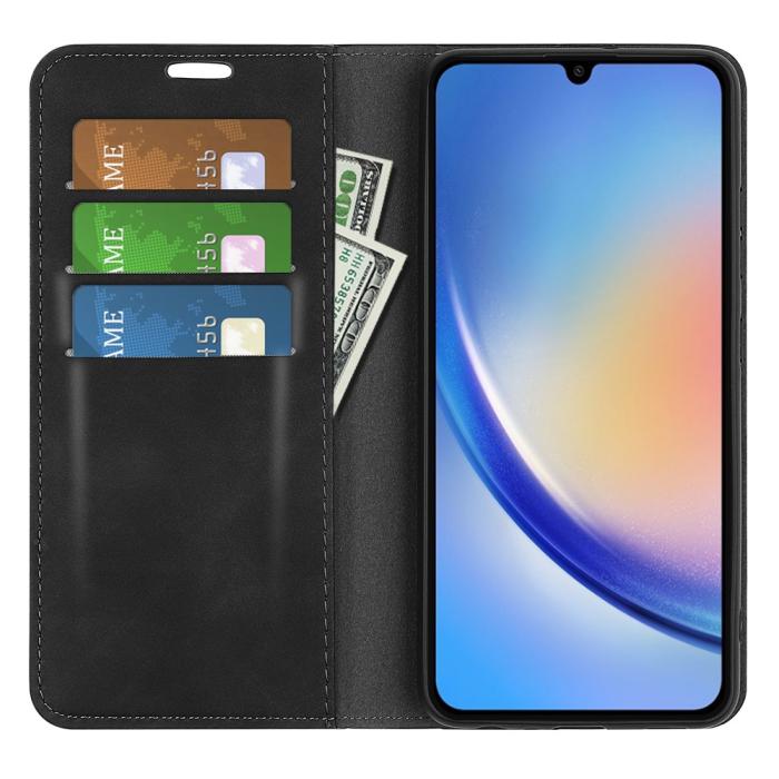 Bild 2,  Samsung Galaxy A35 5G Fodral Flip Skin Touch Svart - Teknikhallen.se