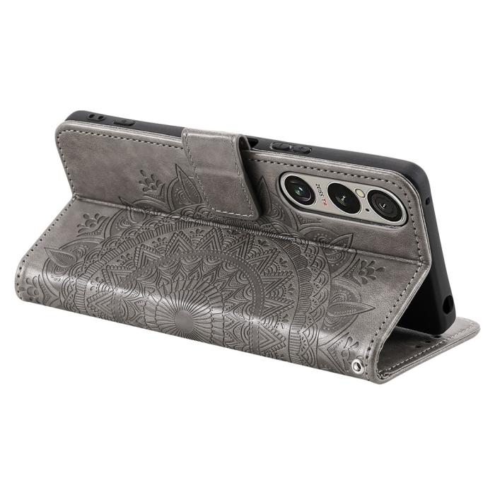 Bild 4,  Sony Xperia 1 VII Fodral Mandala Läder Grå - Teknikhallen.se