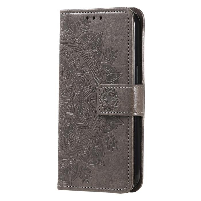 Bild 5,  Sony Xperia 1 VII Fodral Mandala Läder Grå - Teknikhallen.se