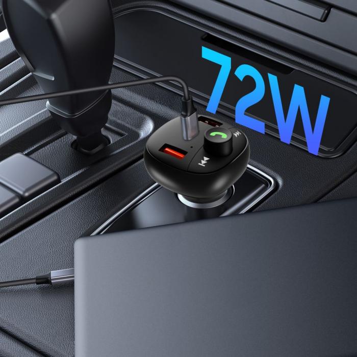 Bild 5, Tech-Protect Tech-Protect 72W PD USB-C / USB-A Billaddare Med Bluetooth FM Sändare - Teknikhallen.se