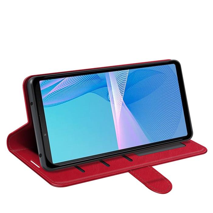 Bild 3,  Sony Xperia 10 IV Fodral Crazy Horse Läder Röd - Teknikhallen.se