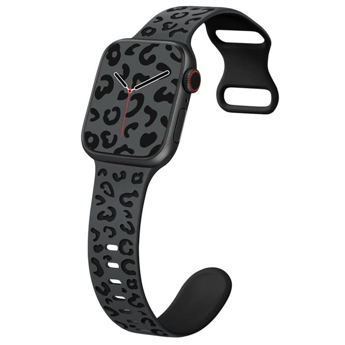 Bild 2,  Apple Watch 38/40/41/42 Klockarmband Leopard Grå/Svart - Teknikhallen.se