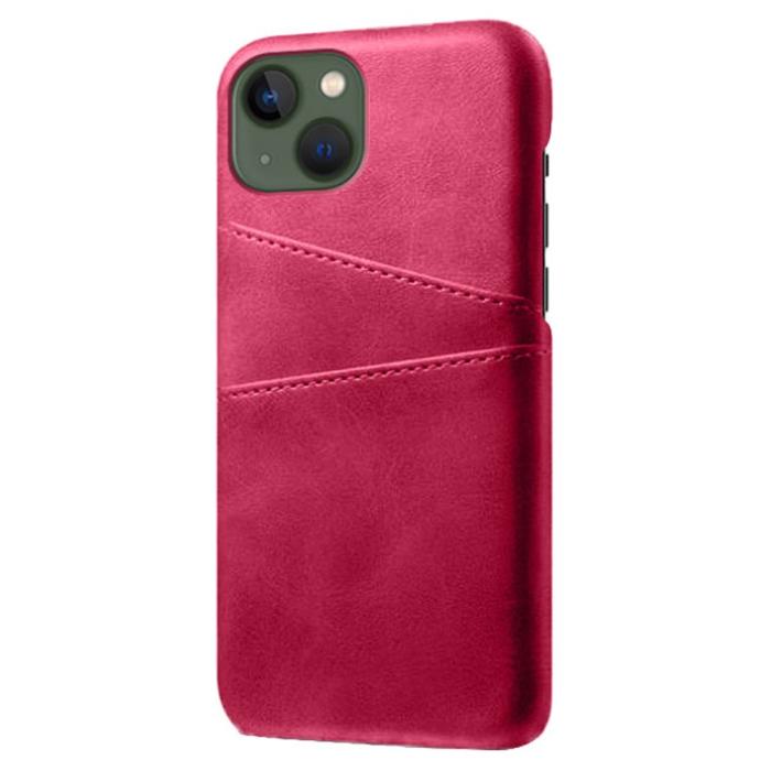 Bild 2,  iPhone 15 Plus Skal Läder Med 2 Kortfack Rosa - Teknikhallen.se