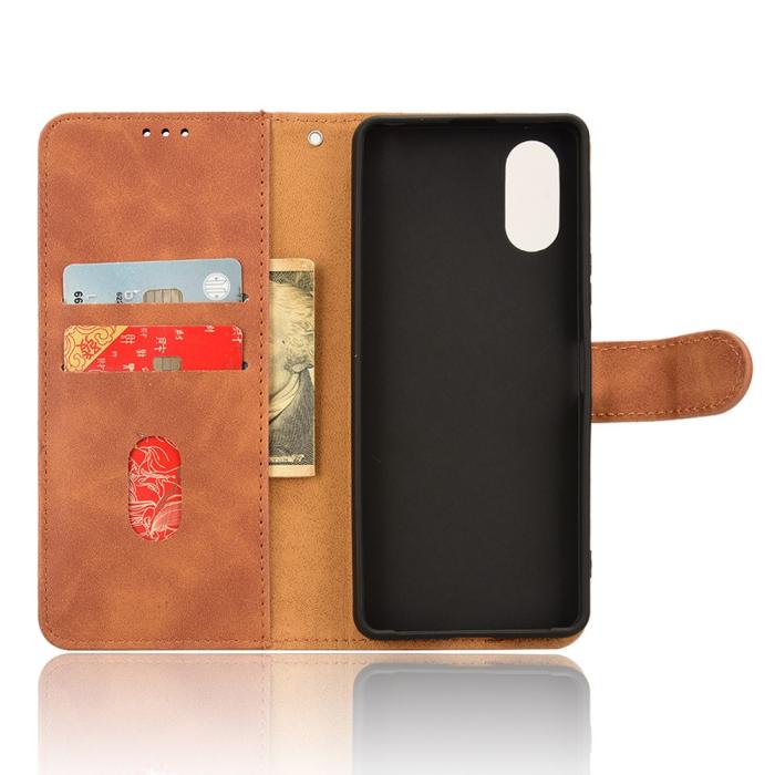 Bild 4,  Sony Xperia 10 VI Fodral Skin Touch Läder Fodral Brun - Teknikhallen.se
