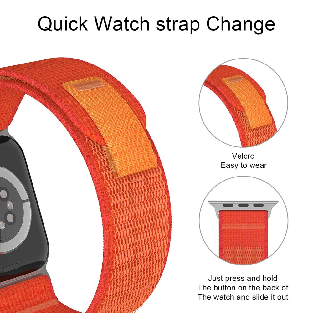 ColorPop Apple Watch 42/44/45/49 mm Armband Nylon Trail Loop Orangeröd - Teknikhallen.se